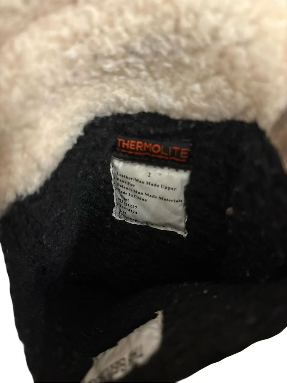 Kids Brown Suede & Black Waterproof Snow Boots with Cream Sherpa Lining Size 2